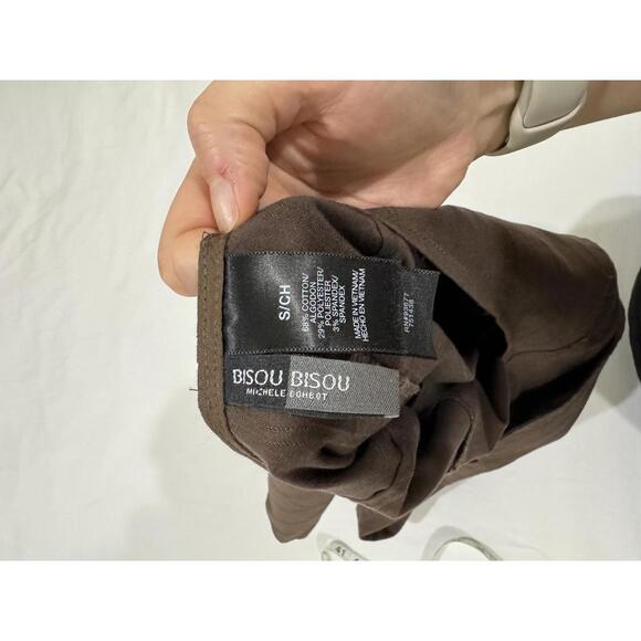 {SOLD} Vintage Bisou Bisou Y2K Brown Halter Button Up Belted Vest- Size Small - Picture 9 of 9